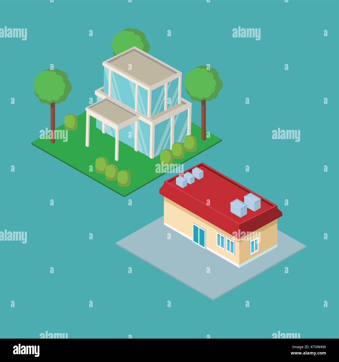 Isometric town 3d Stock Vector Image & Art - Alamy