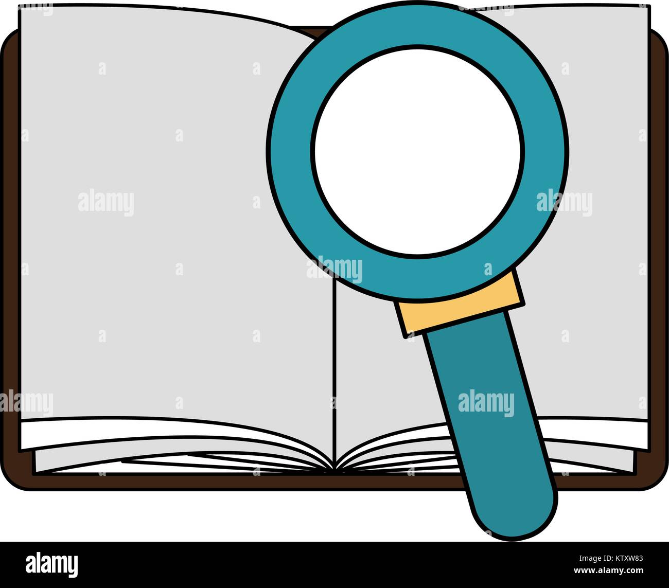 Book open with magnifying glass Stock Vector