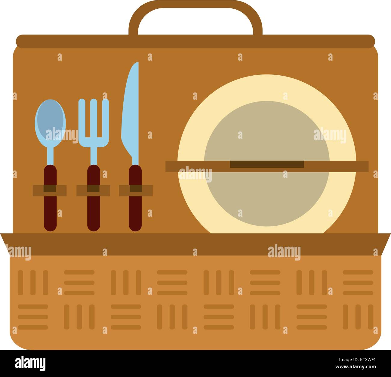 Picnic basket with cutlery and dish Stock Vector Image & Art Alamy