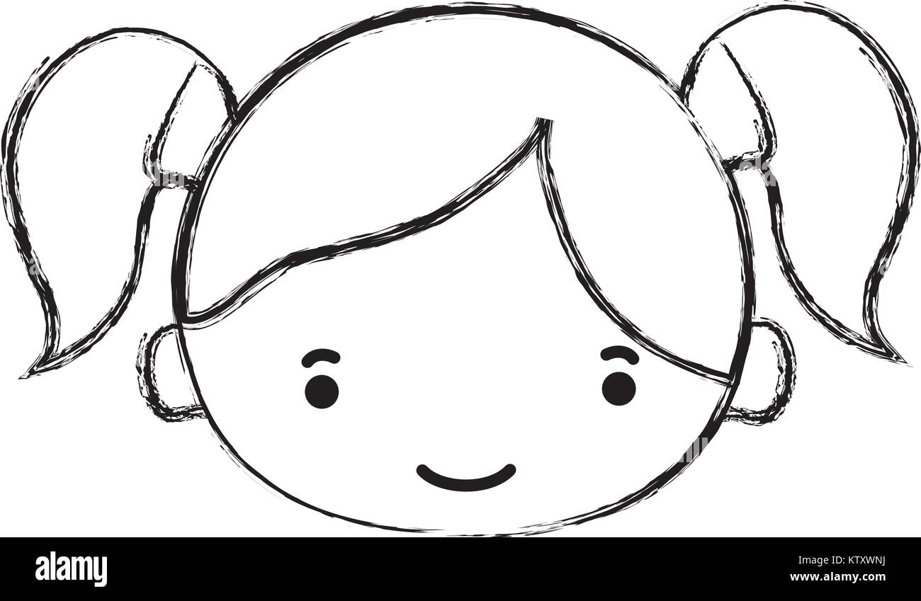 figure girl head with two tails hair Stock Vector Image & Art Alamy