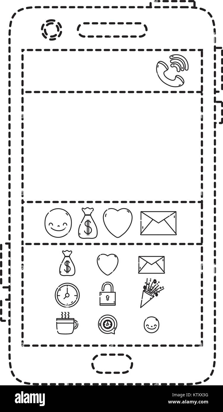 dotted shape smartphone technology with chat emojis design Stock Vector ...