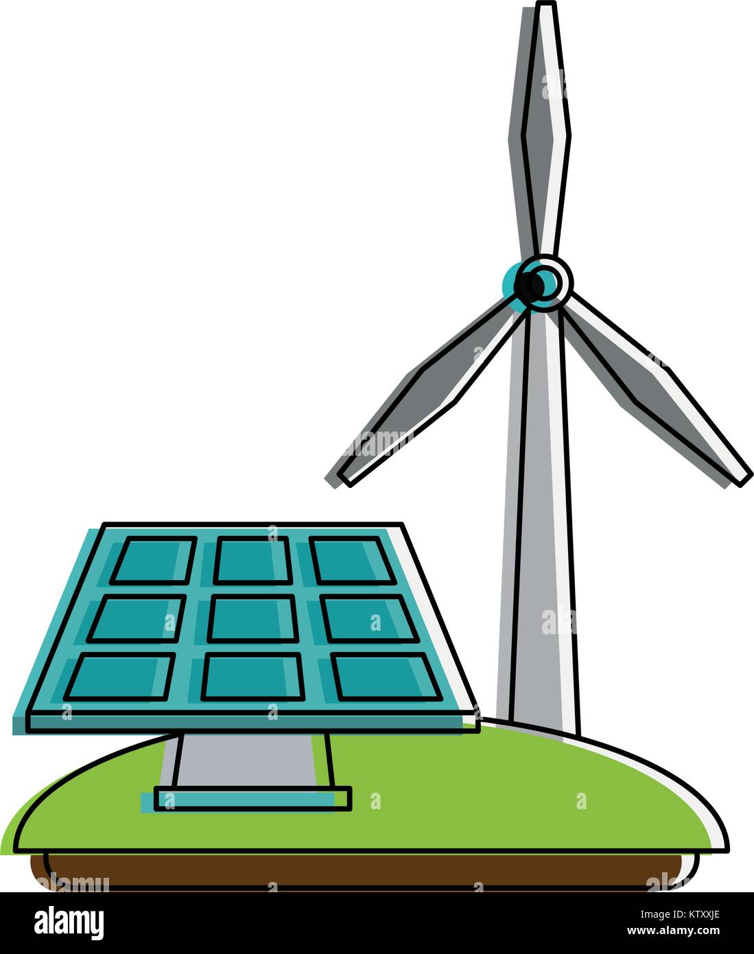 Solar panel and windmill energy Stock Vector Image & Art Alamy