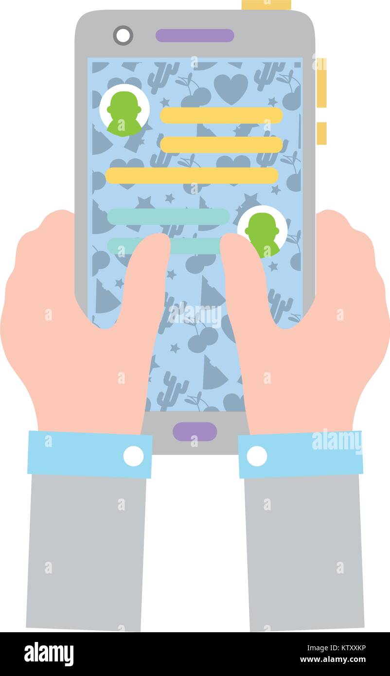 colorful hands with smartphone and whatsapp chat message Stock Vector ...