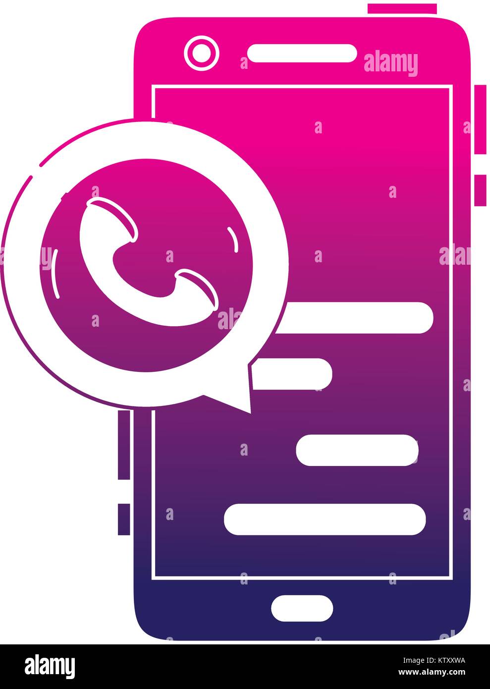 silhouette smartphone chat bubble with phone sign Stock Vector Image ...