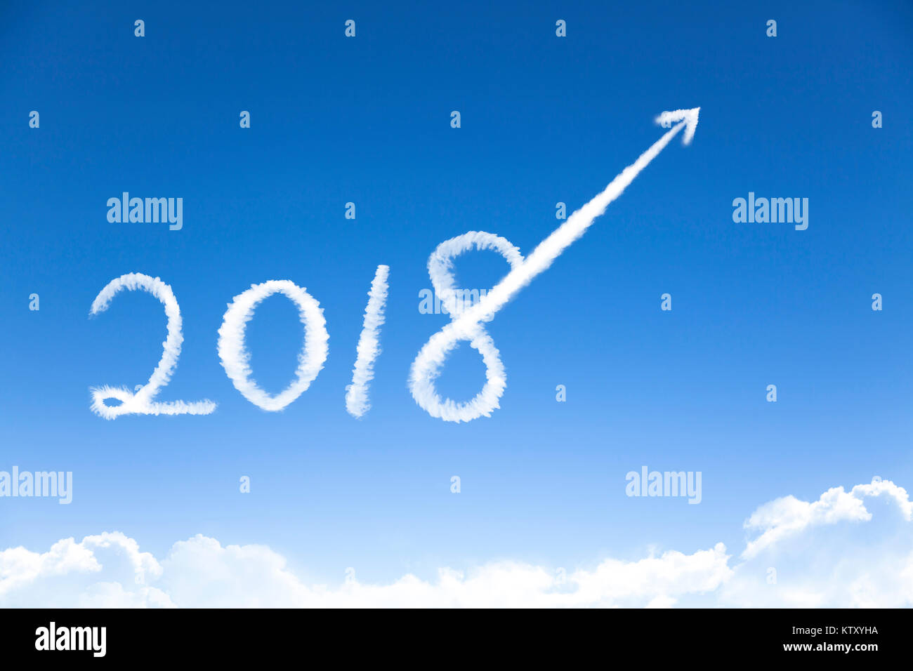 happy new year 2018 and business growth concept by cloud Stock Photo