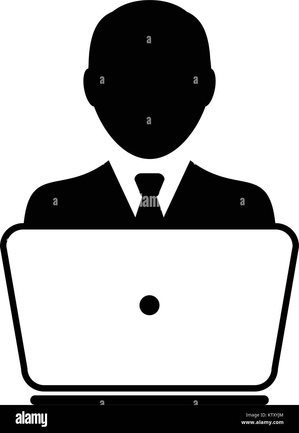 User Icon Vector With Laptop Computer Male Person Profile Avatar for ...