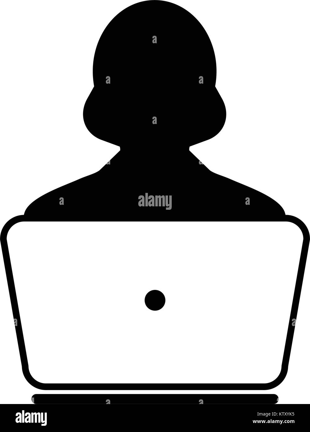 User Icon Vector With Laptop Computer Female Person Profile Avatar For Business And Online Communication Network Glyph Pictogram Symbol Illustration Stock Vector Image Art Alamy