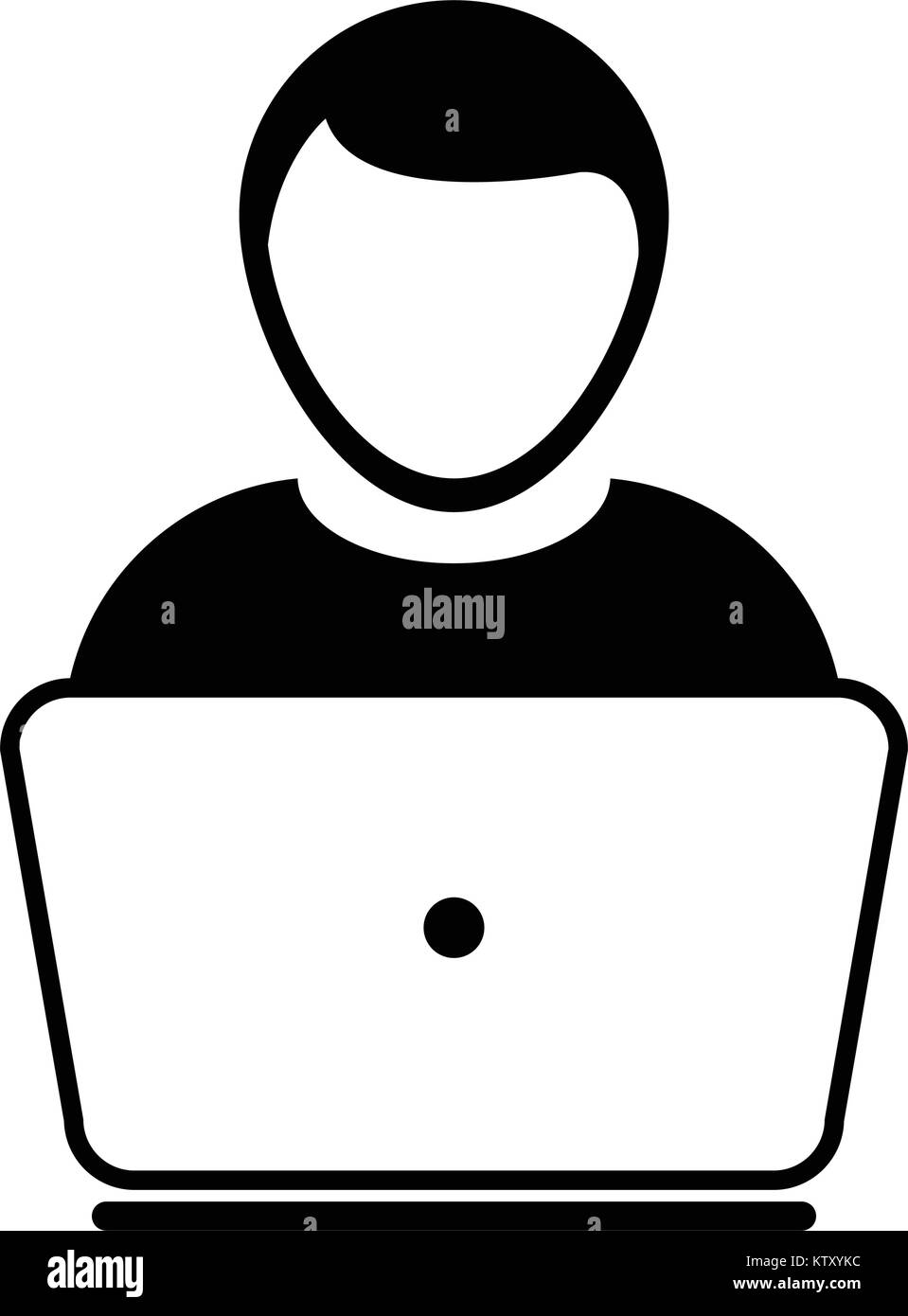 User Icon Vector With Laptop Computer Male Person Profile Avatar For Business And Online Communication Network In Glyph Pictogram Symbol Illustration Stock Vector Image Art Alamy