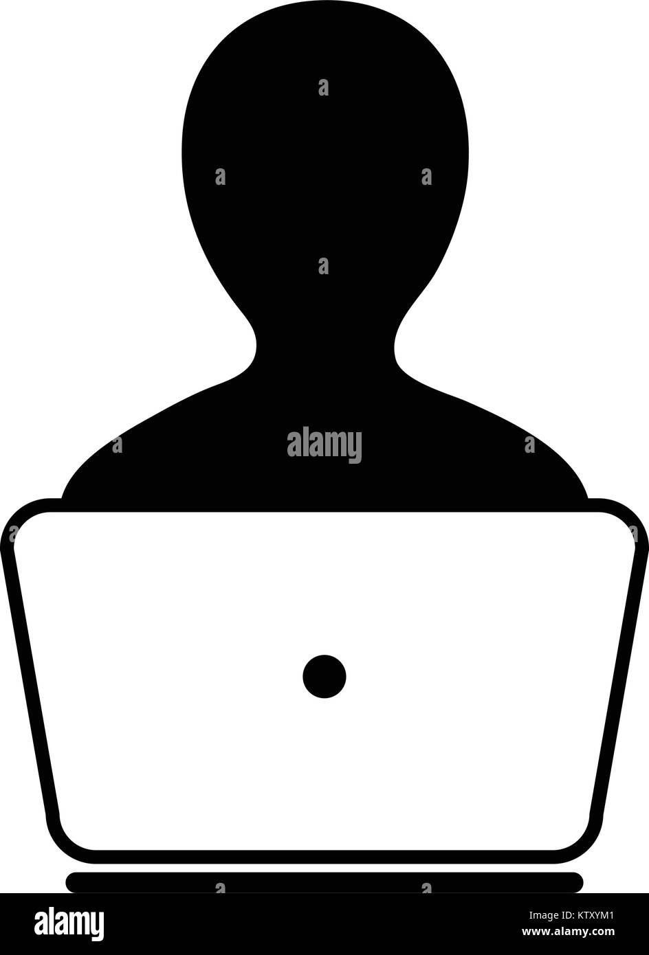 User Icon Vector With Laptop Computer Male Person Profile Avatar for ...