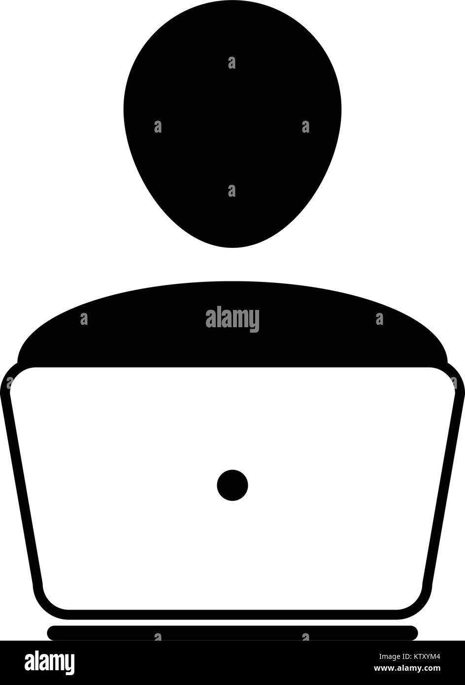 User Icon Vector With Laptop Computer Male Person Profile Avatar for ...