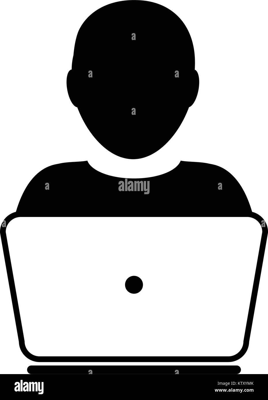 User Icon Vector With Laptop Computer Male Person Profile Avatar for ...