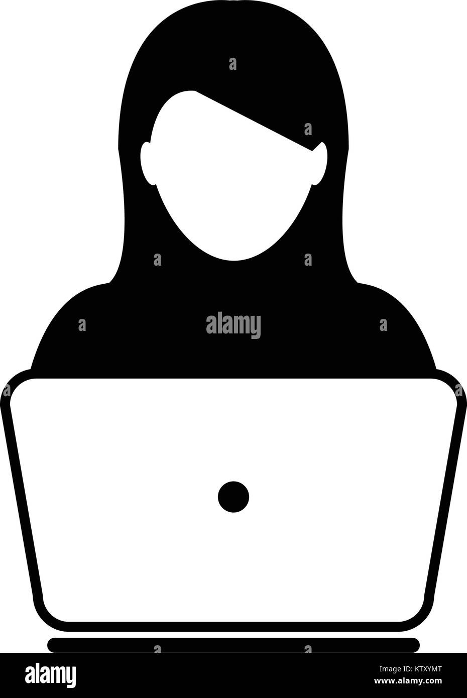 User Icon Vector With Laptop Computer Female Person Profile Avatar for ...