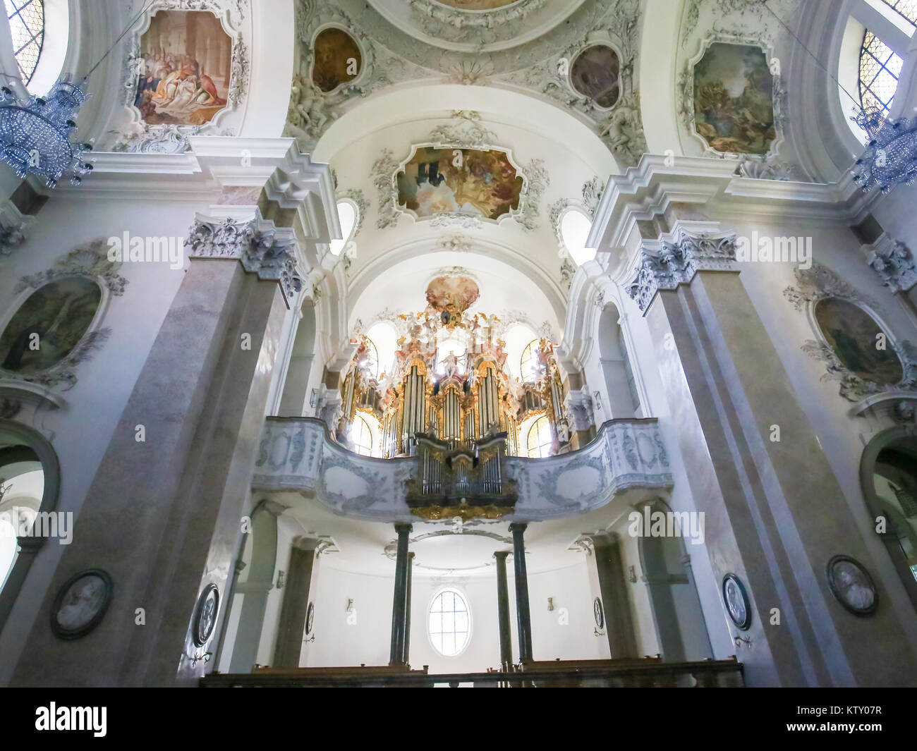 18th Century Main Organ and Frescoes in Saint Mang Basilica in Fussen ...