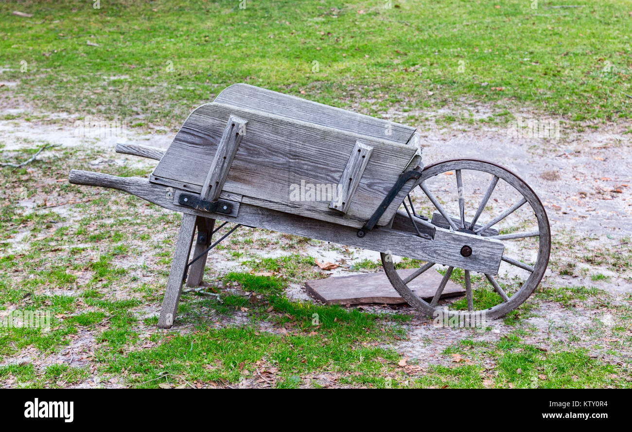 An old wooden wheelbarrow Stock Photo