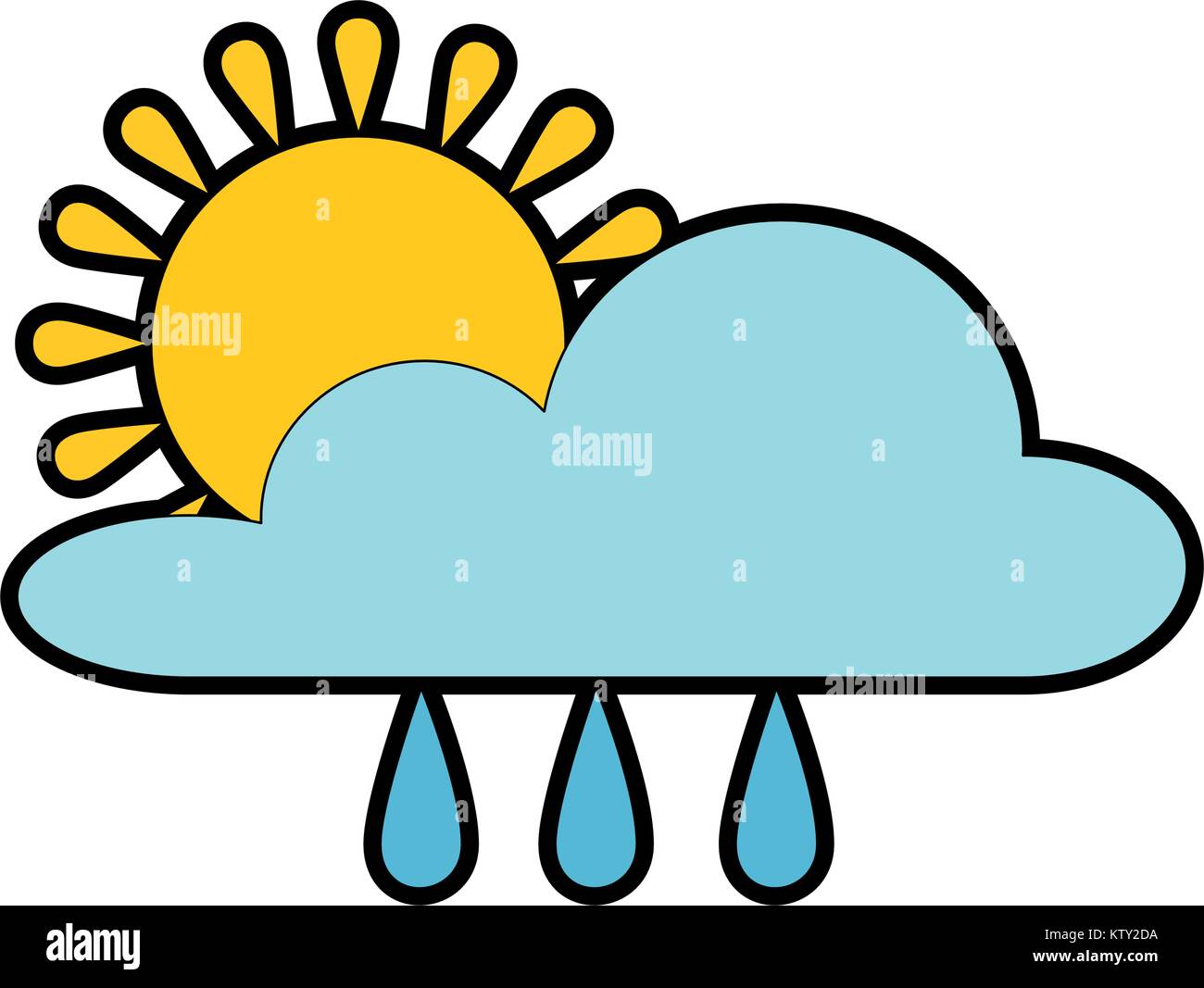 weather cloud rainy with sun vector illustration design Stock Vector ...