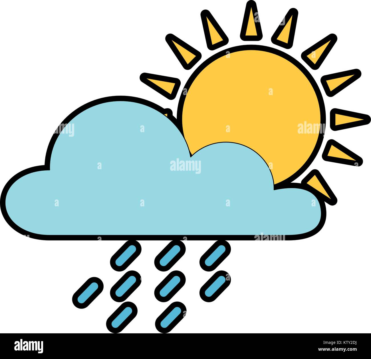weather cloud rainy with sun vector illustration design Stock Vector ...