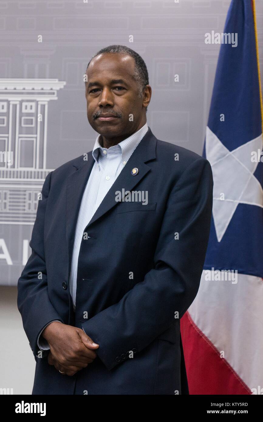 U.S. Housing and Urban Development Secretary Ben Carson attends a press