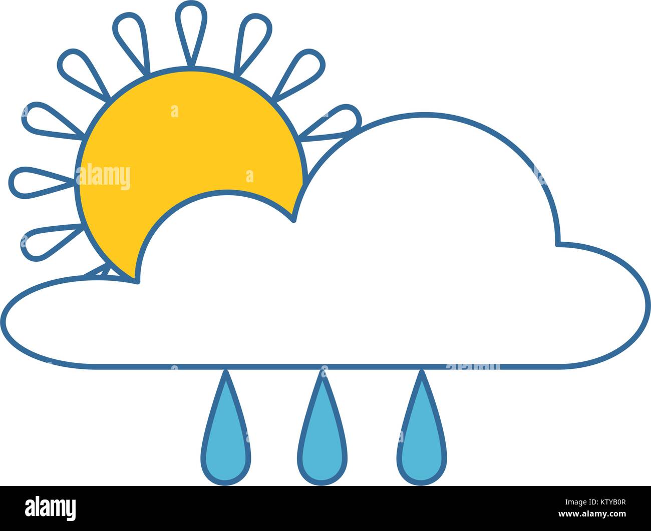 weather cloud rainy with sun vector illustration design Stock Vector ...