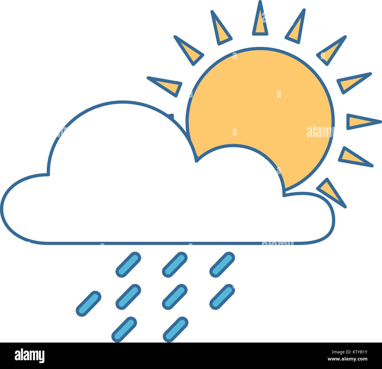 weather cloud rainy with sun vector illustration design Stock Vector ...