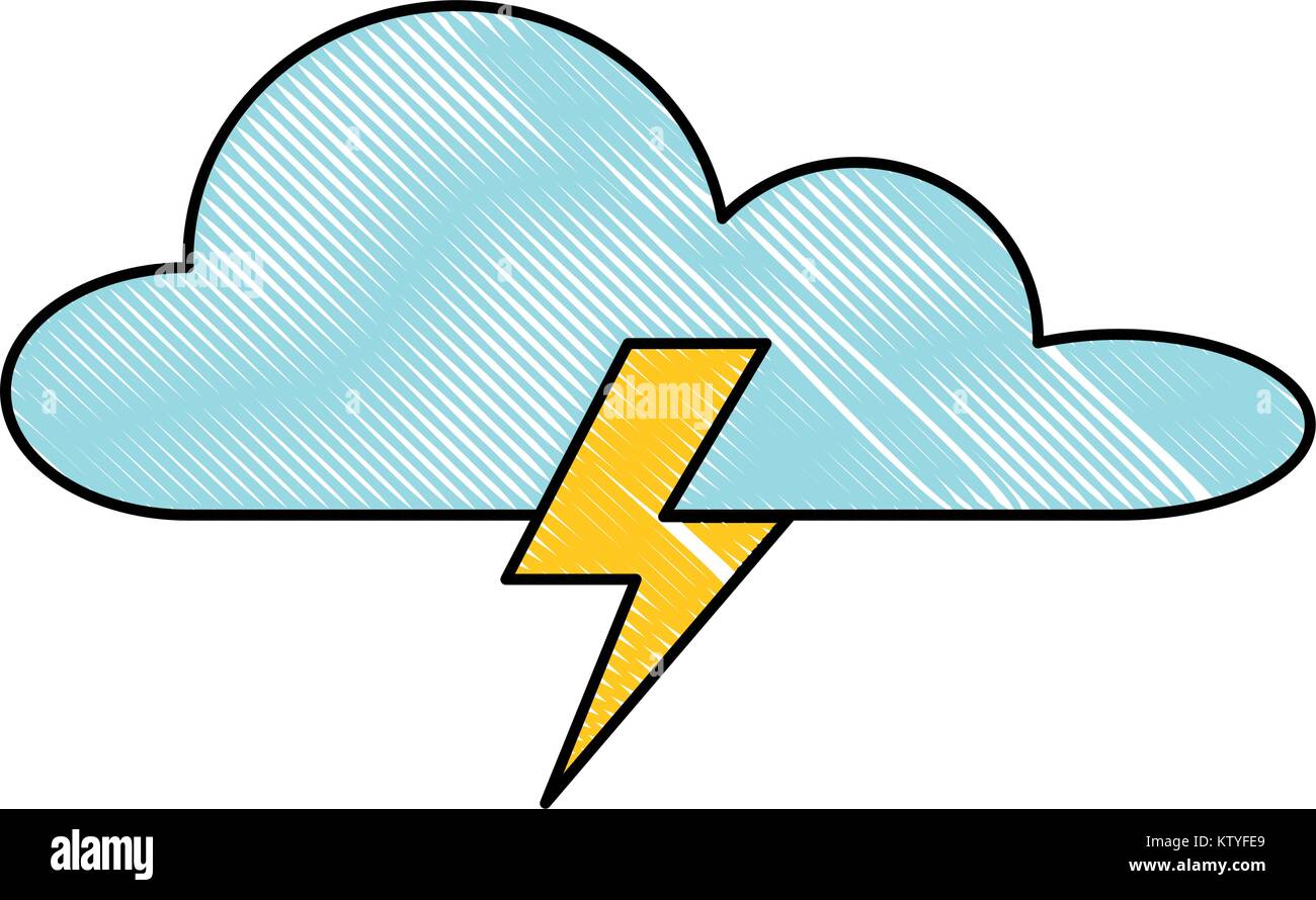 weather cloud with thunders rays vector illustration design Stock ...