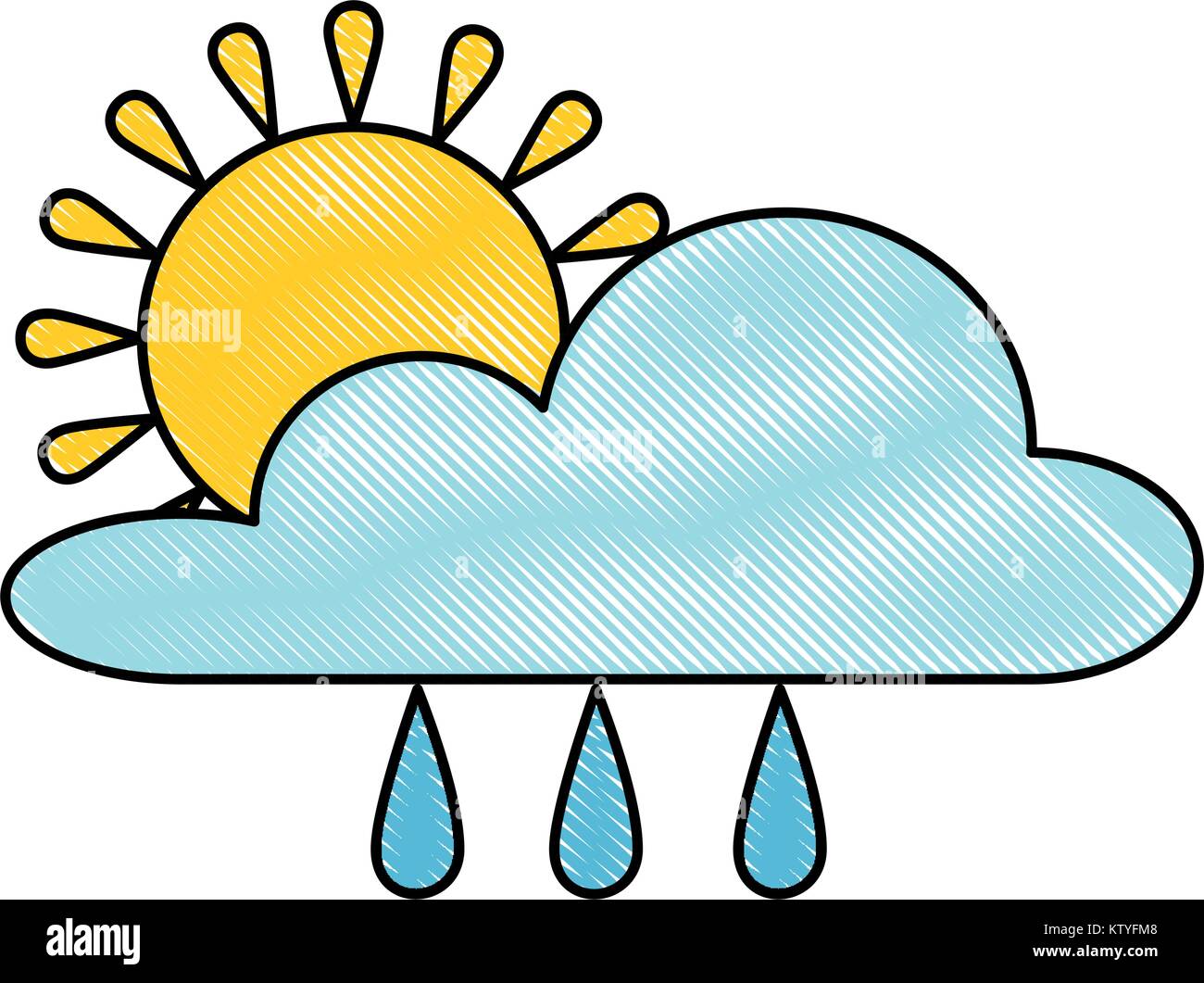 weather cloud rainy with sun vector illustration design Stock Vector ...