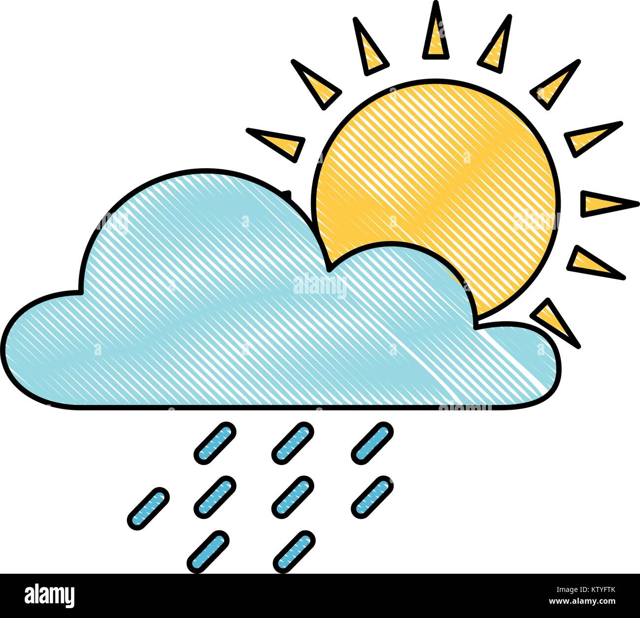 weather cloud rainy with sun vector illustration design Stock Vector ...