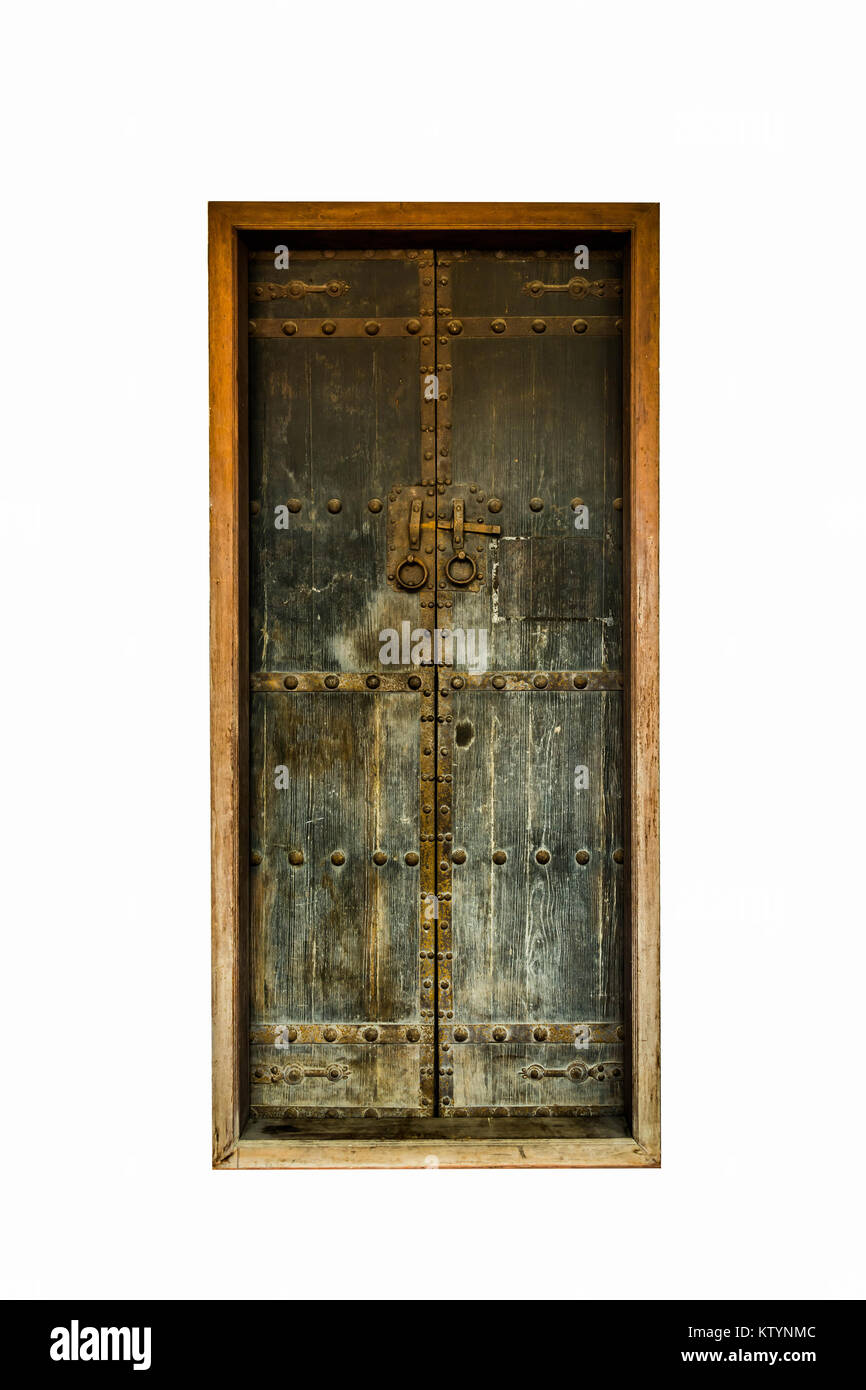 old door china style on white background Stock Photo