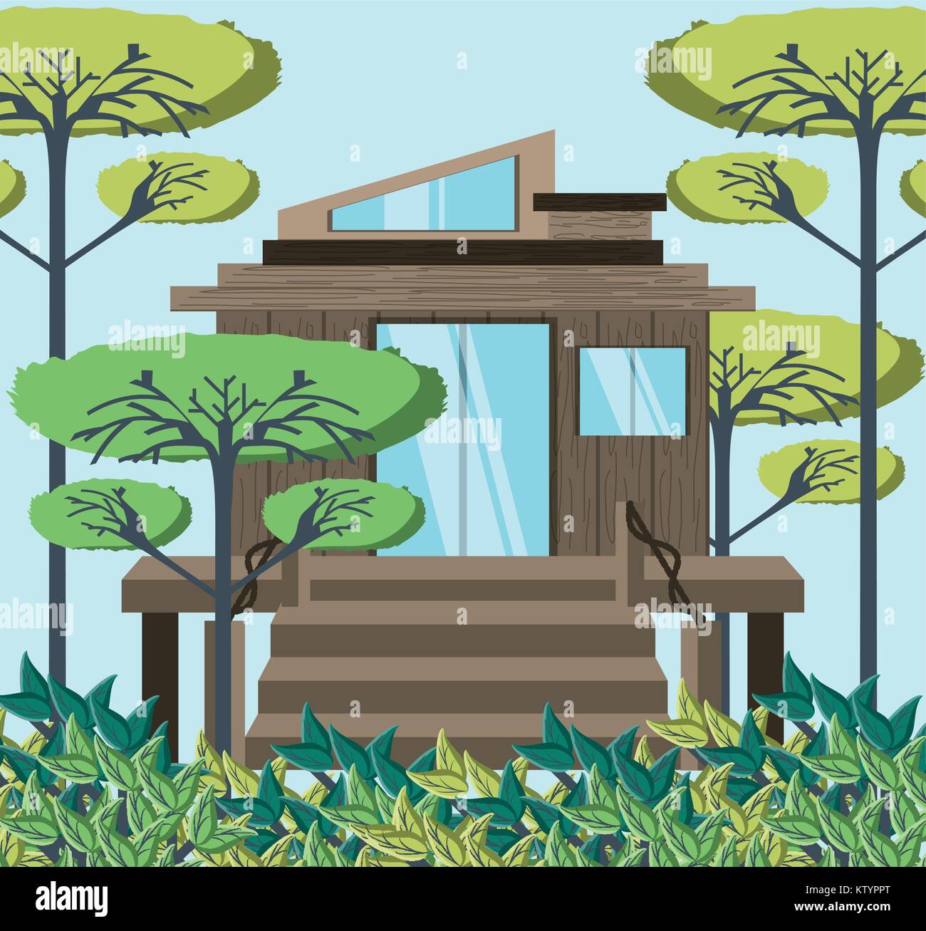 wooden eco house in the forest Stock Vector Image & Art - Alamy