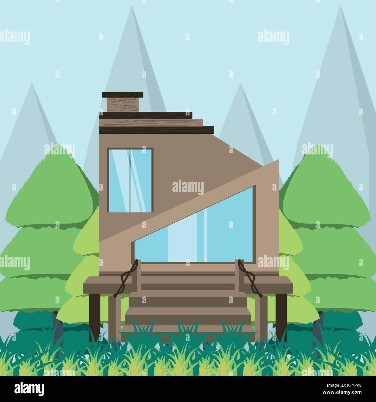 wooden eco house in the forest Stock Vector Image & Art - Alamy