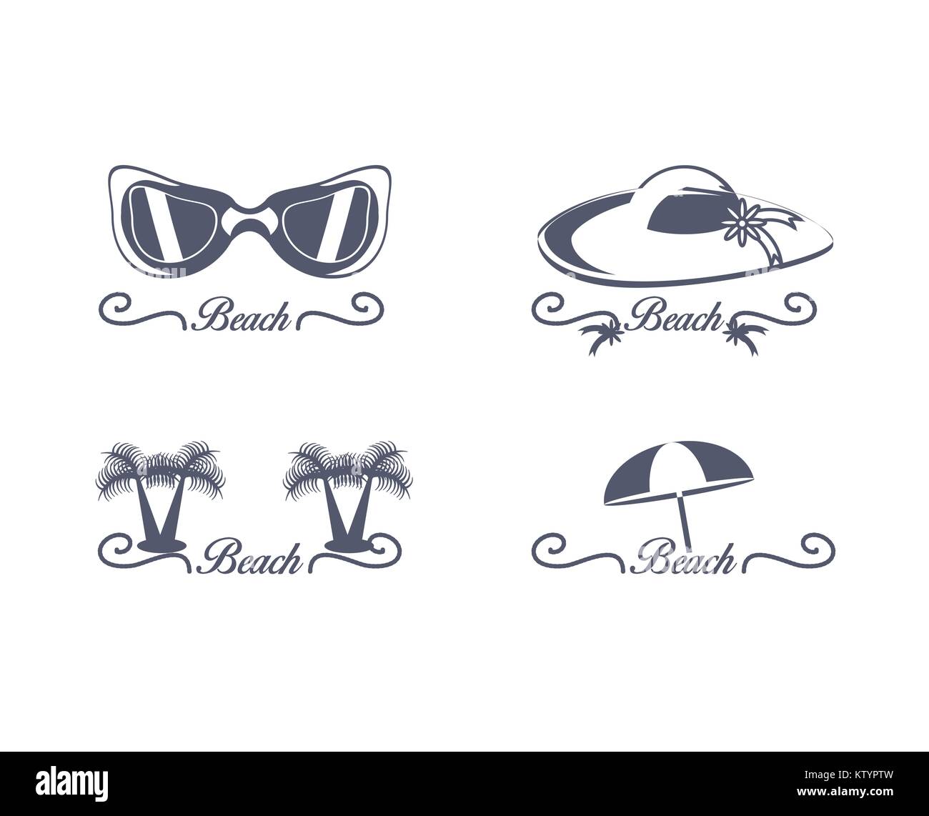 set of beach vacation icons Stock Vector Image & Art - Alamy