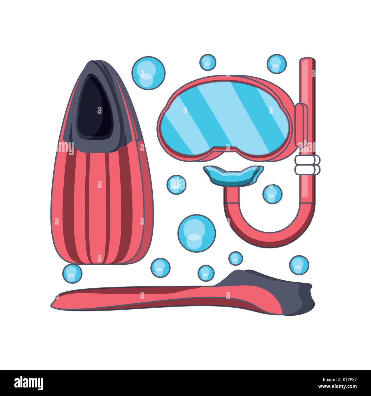 snorkeling and swimming equipment diving mask and tube Stock Vector ...