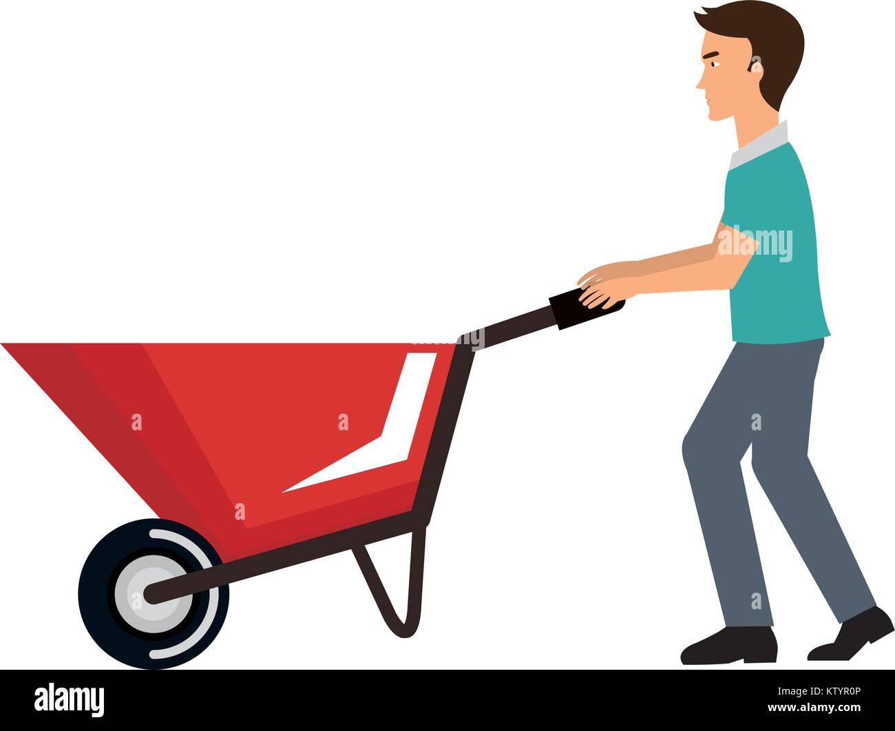 construction worker with wheelbarrow vector illustration design Stock ...