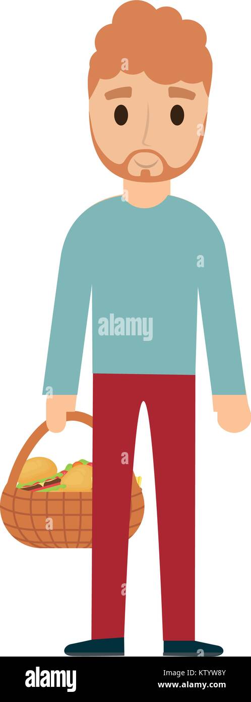 man with picnic basket vector illustration Stock Vector Image & Art - Alamy