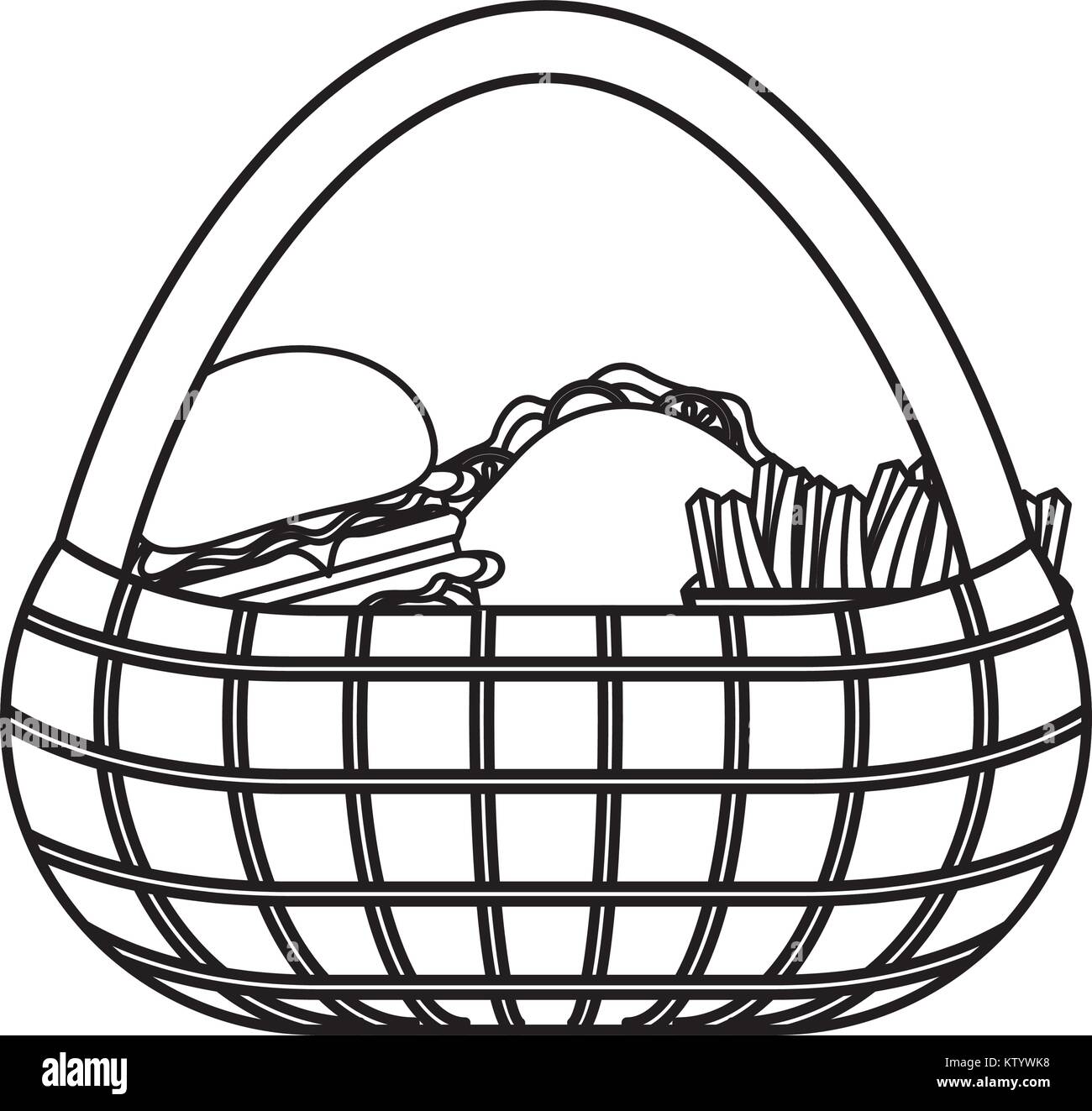 picnic basket with food icon Stock Vector Image & Art - Alamy