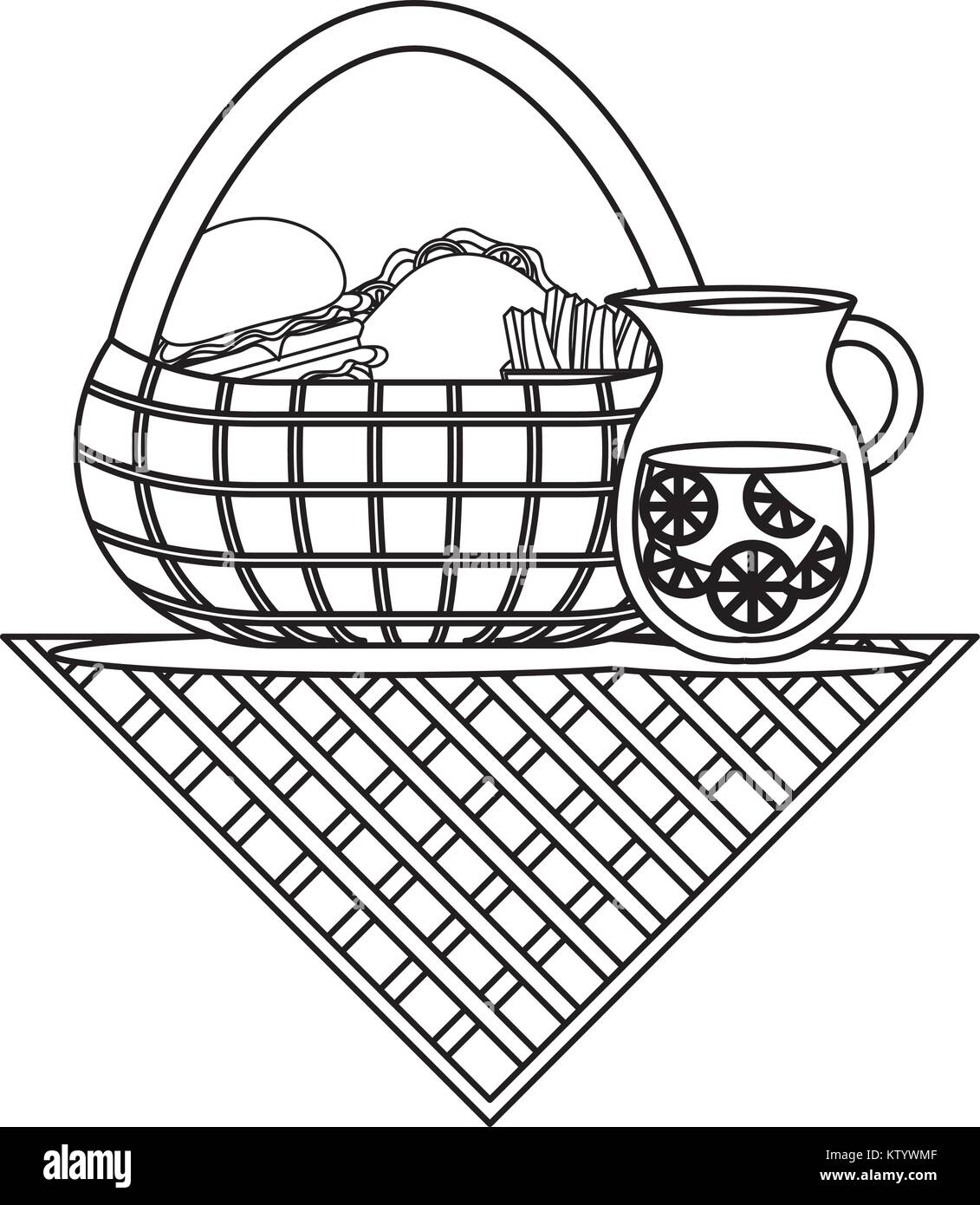 picnic basket with food icon Stock Vector Image & Art Alamy