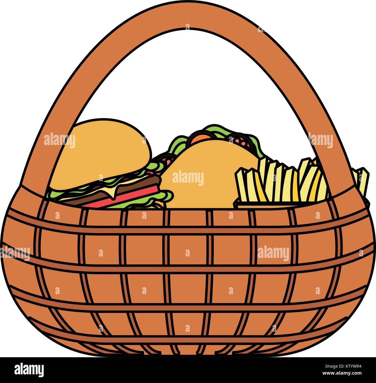 picnic basket with food icon Stock Vector Image & Art - Alamy