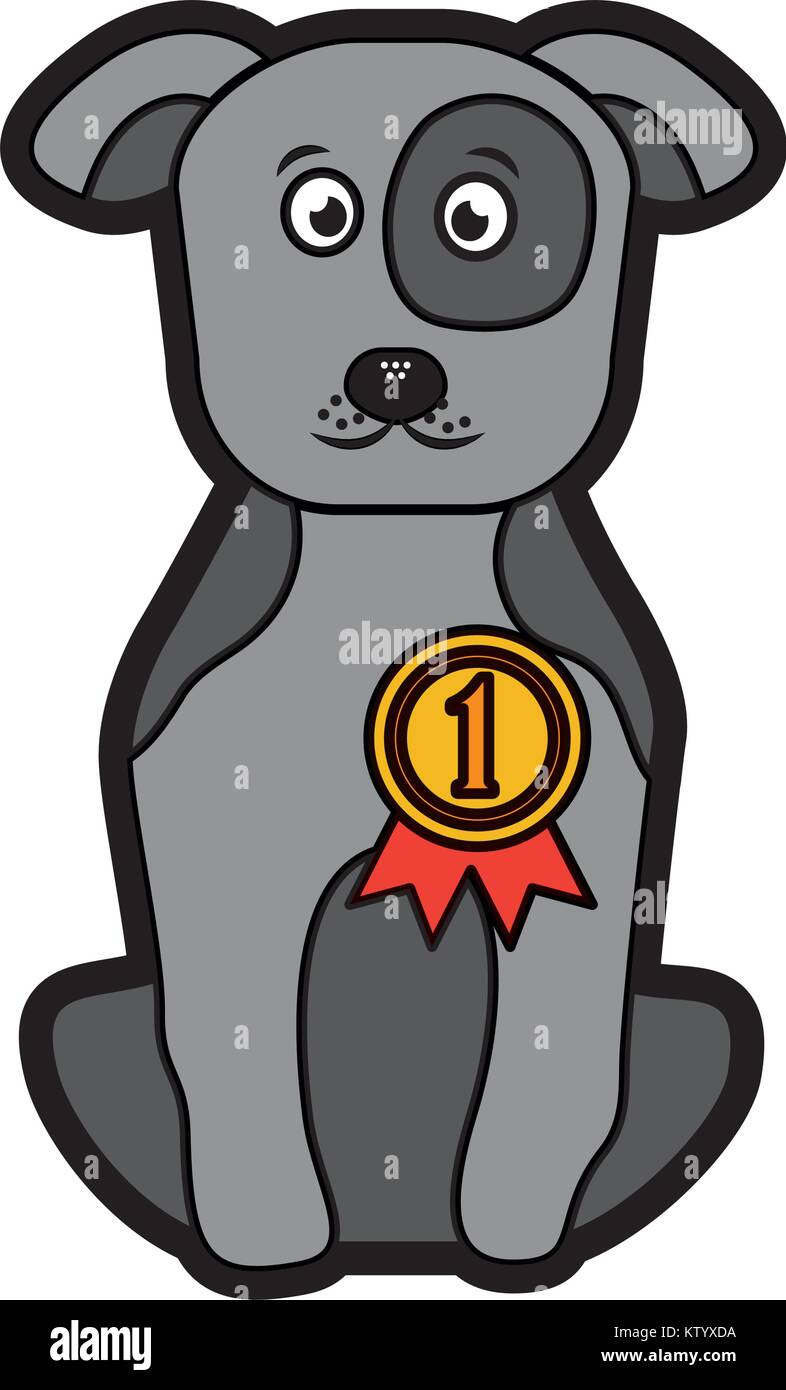 dog or puppy with award ribbon pet icon image Stock Vector Image &amp; Art ...