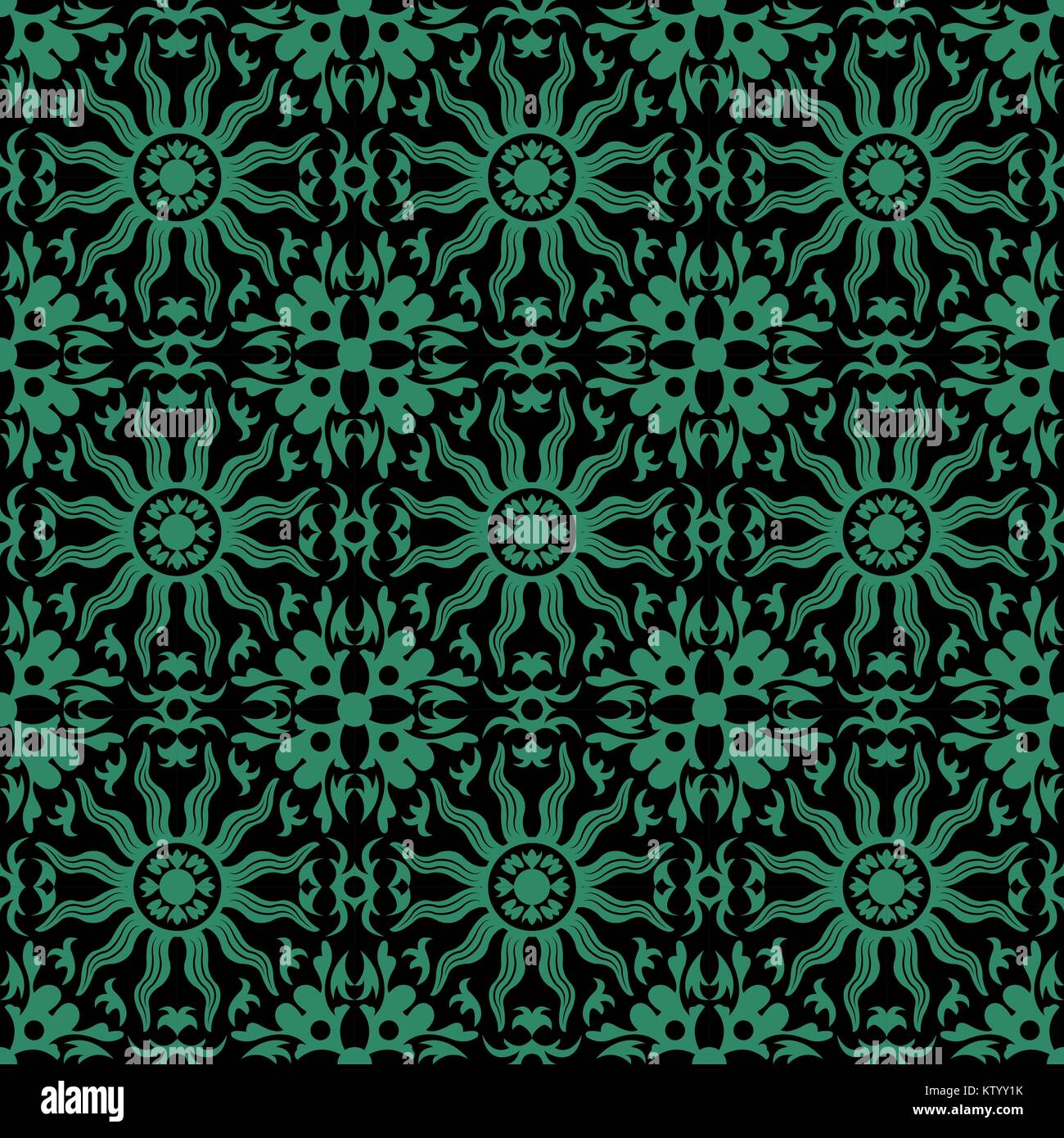 Antique seamless green background sun round flower kaleidoscope Stock ...