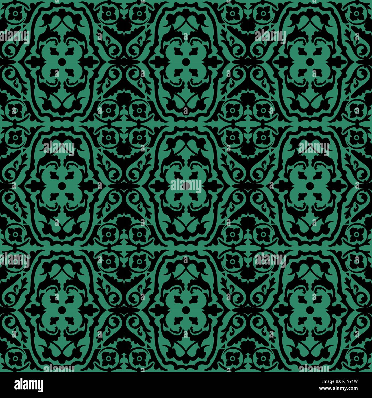 Antique seamless green background spiral flower vine Stock Vector Image ...