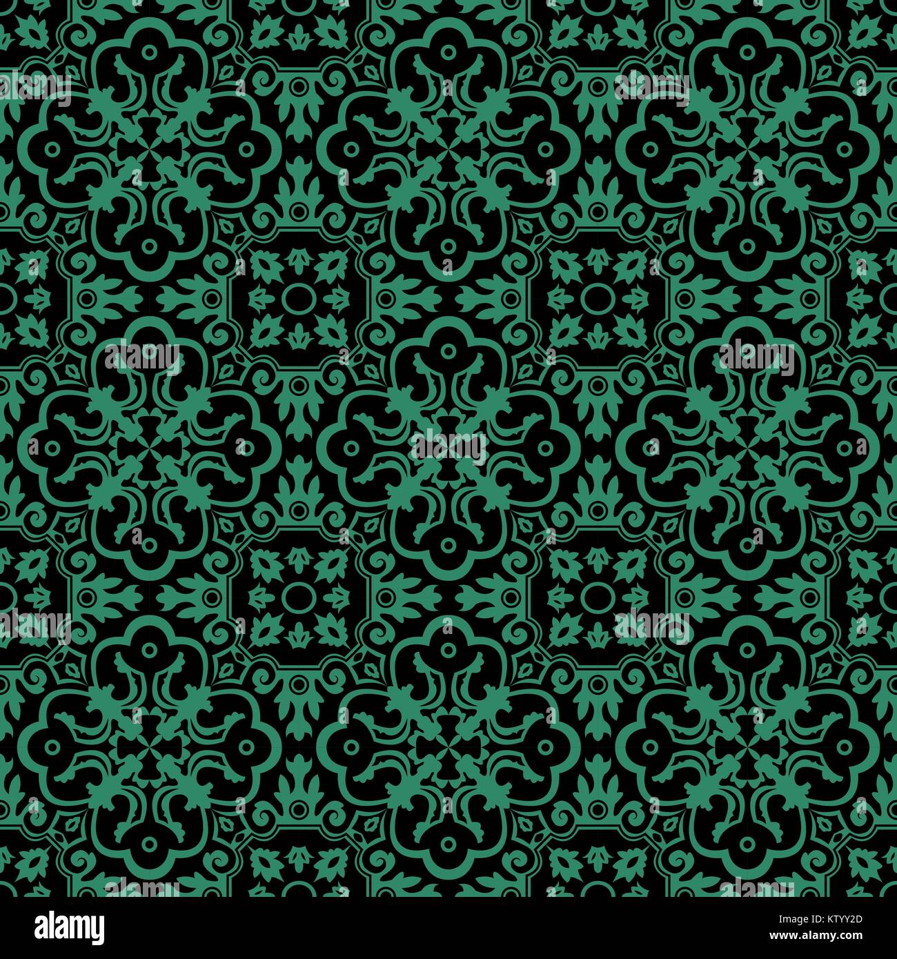 Antique seamless green background spiral flower round kaleidoscope ...