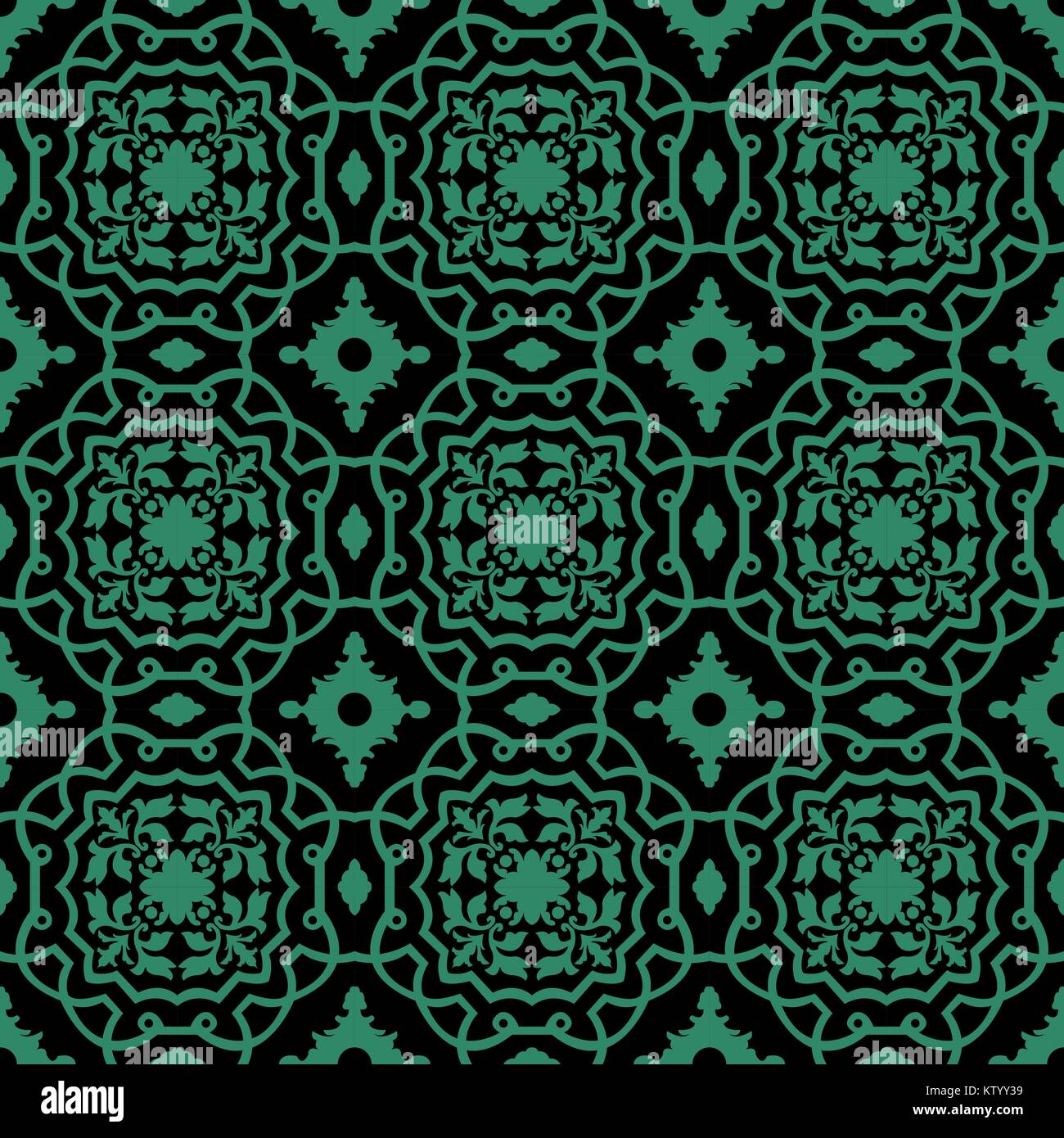 Antique seamless green background round curve cross geometry Stock ...