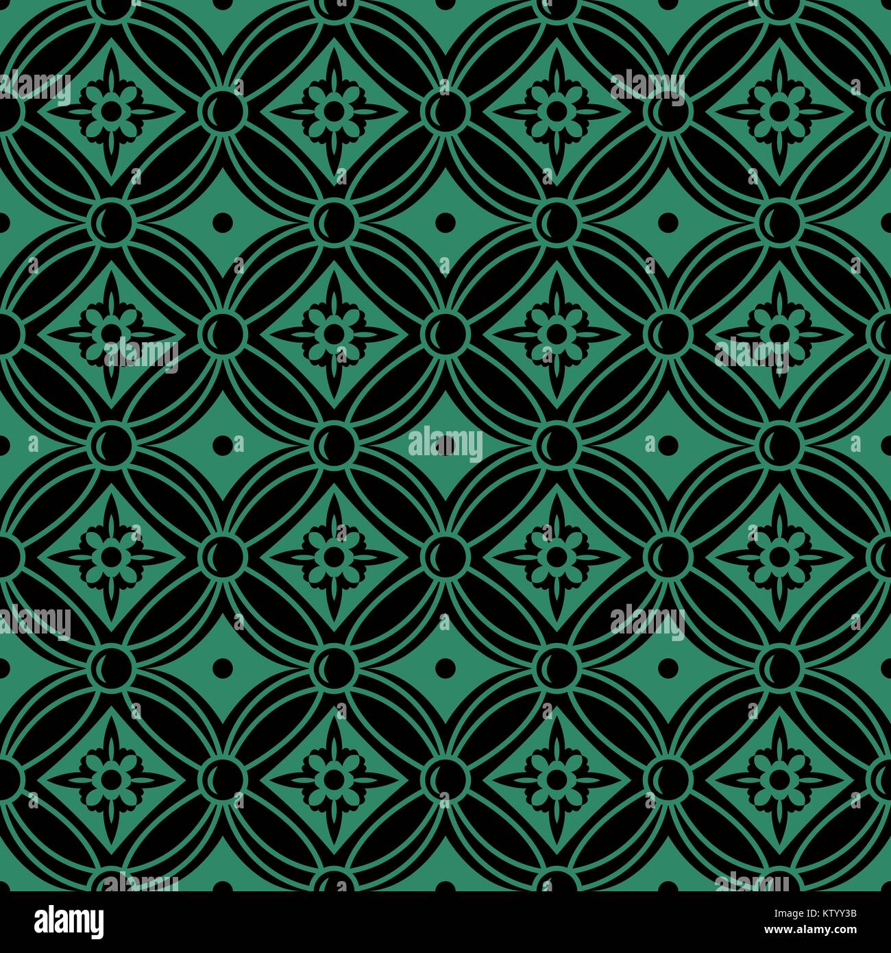 Antique seamless green background round cross flower Stock Vector Image ...