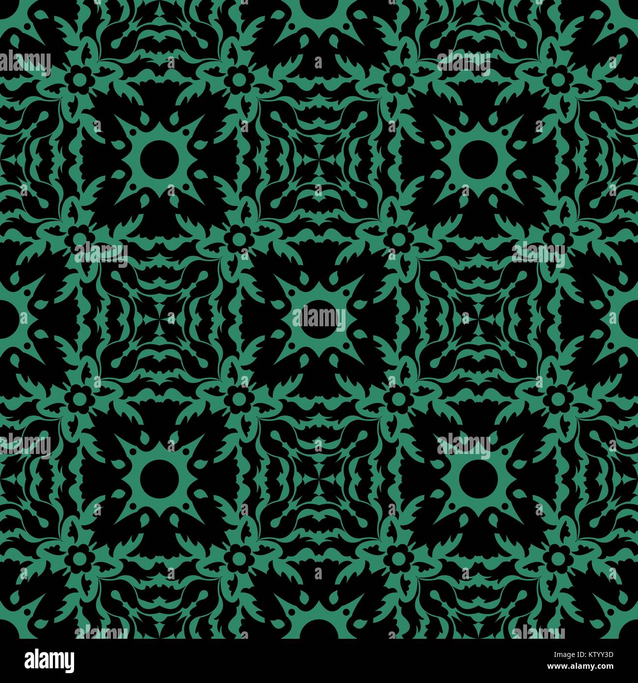 Antique seamless green background round flower leaf kaleidoscope Stock ...