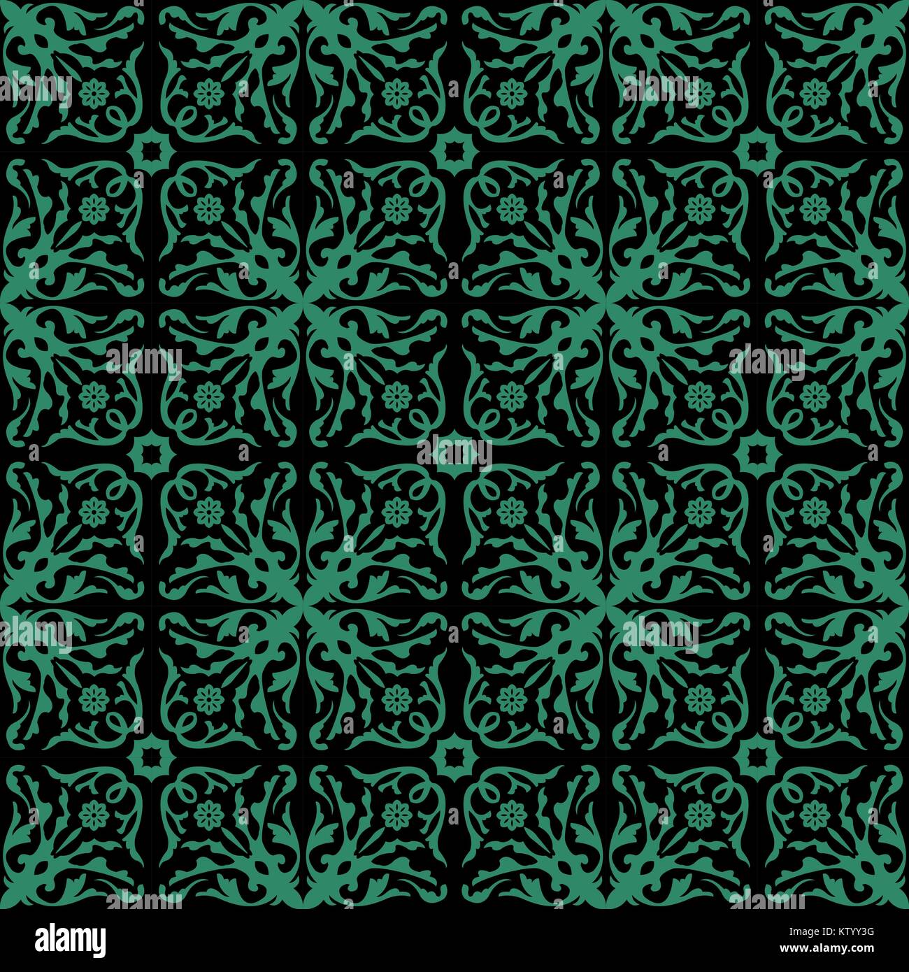 Antique seamless green background spiral flower vine kaleidoscope Stock ...
