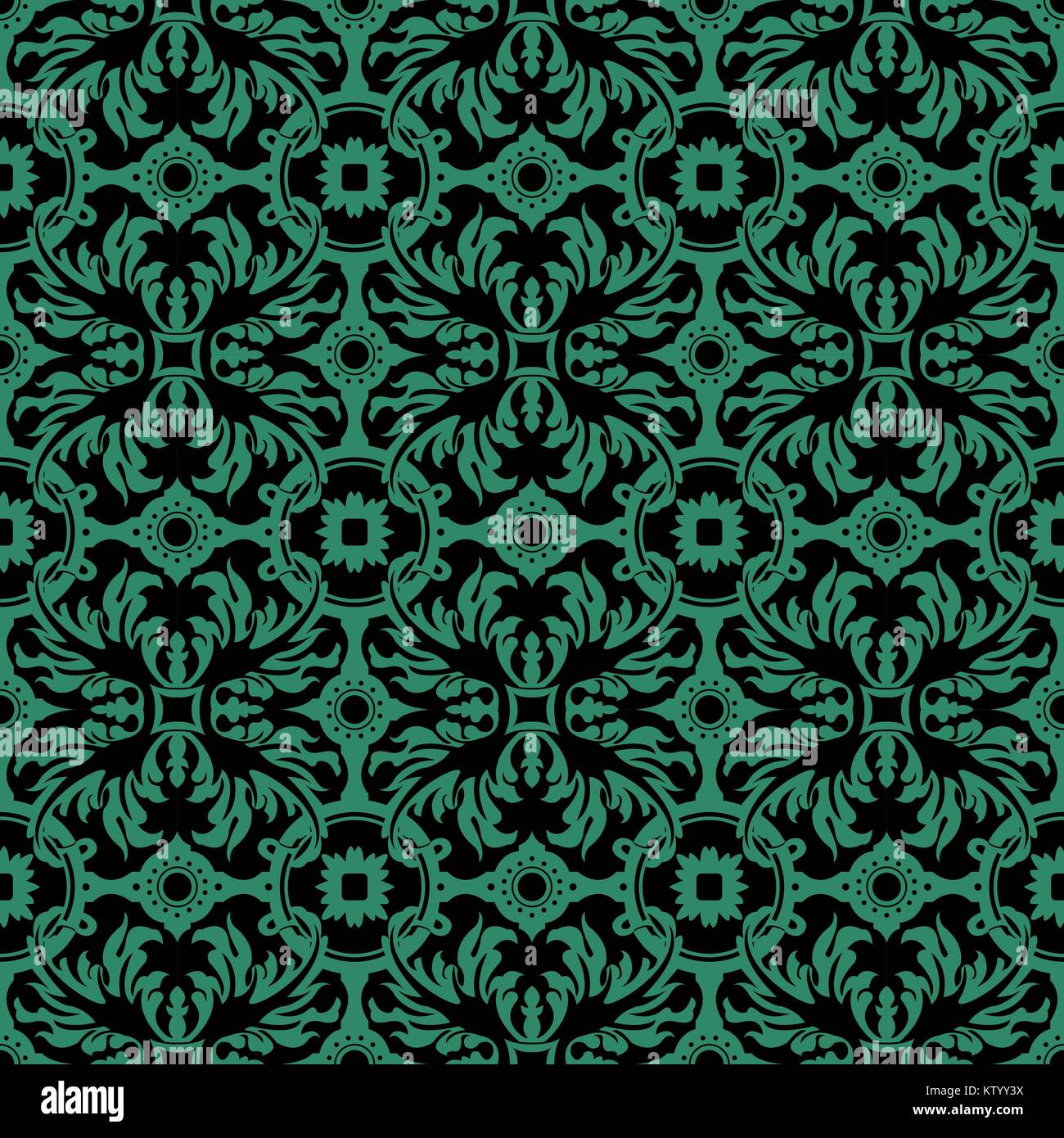 Antique seamless green background spiral leaf round flower Stock Vector ...