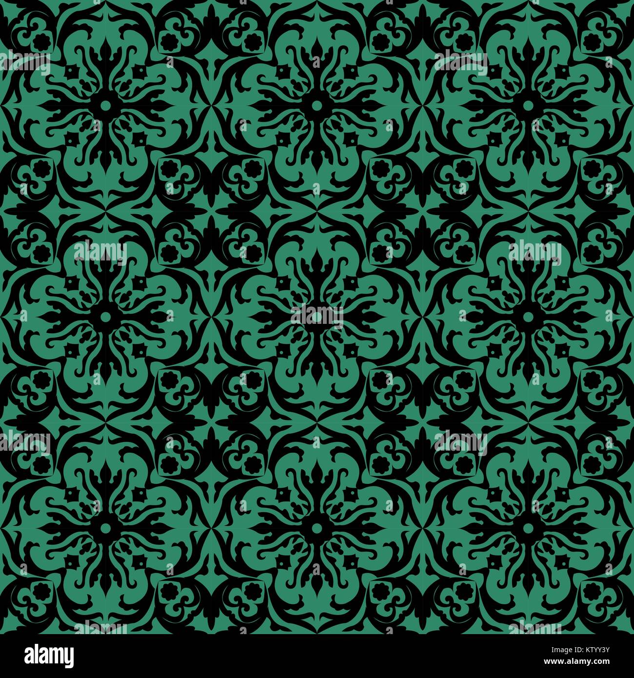 Antique seamless green background spiral round flower Stock Vector ...