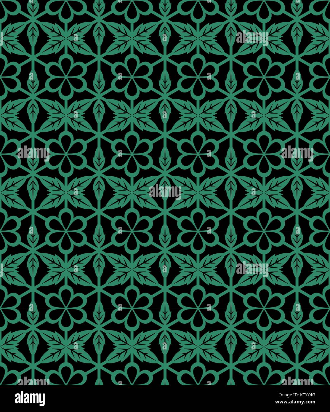 Antique seamless green background round flower leaf cross polygon Stock ...