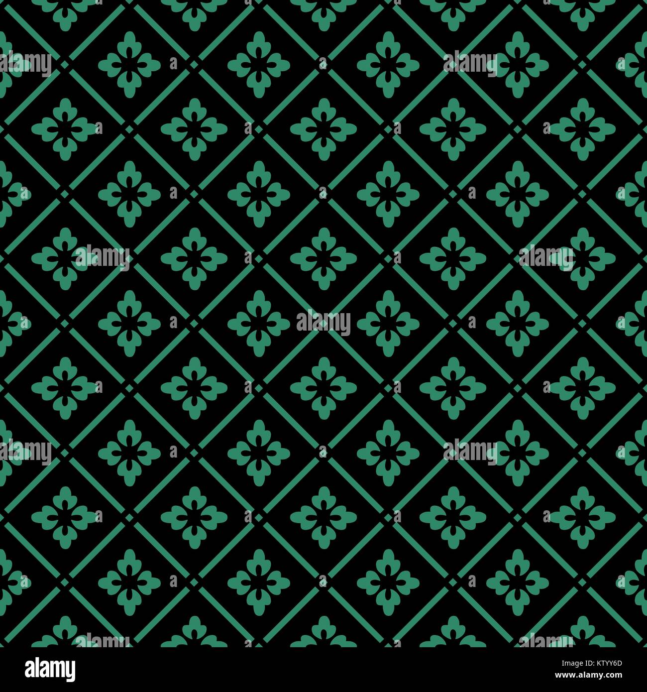 Antique seamless green background check vintage flower cross Stock ...