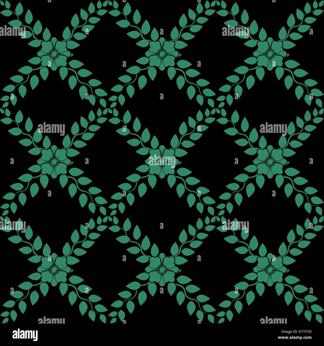 Antique seamless green background cross leaf flower vine Stock Vector ...