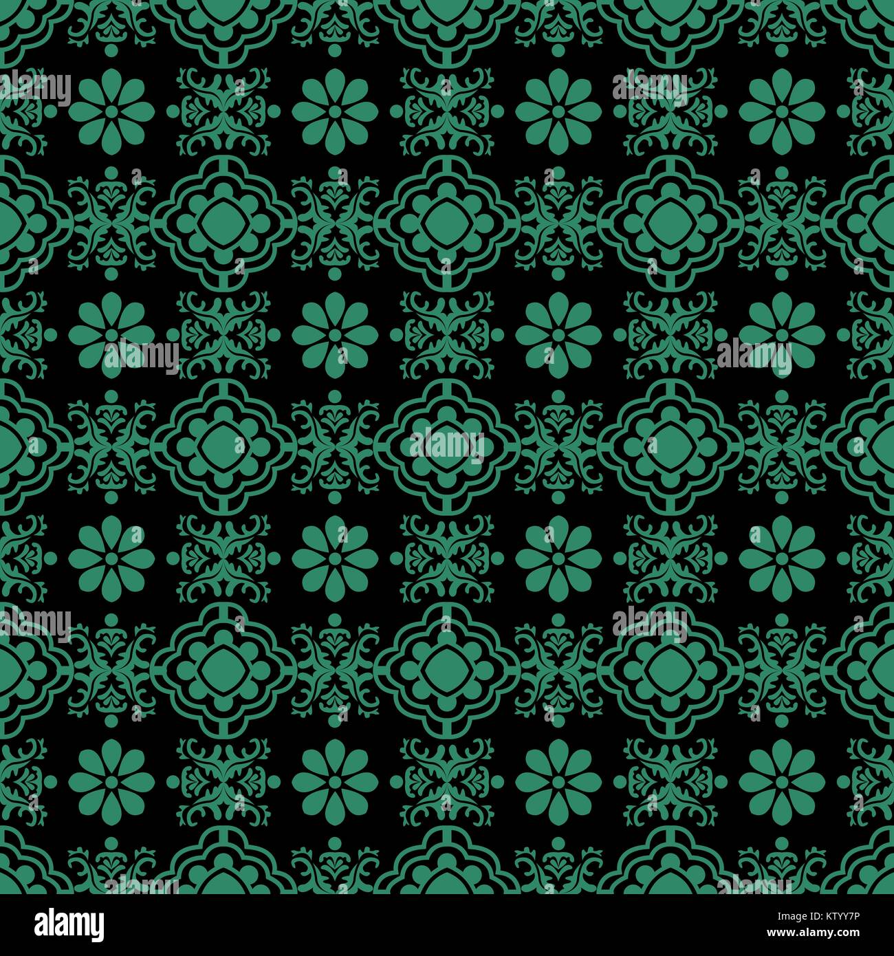 Antique seamless green background garden vintage round flower Stock ...